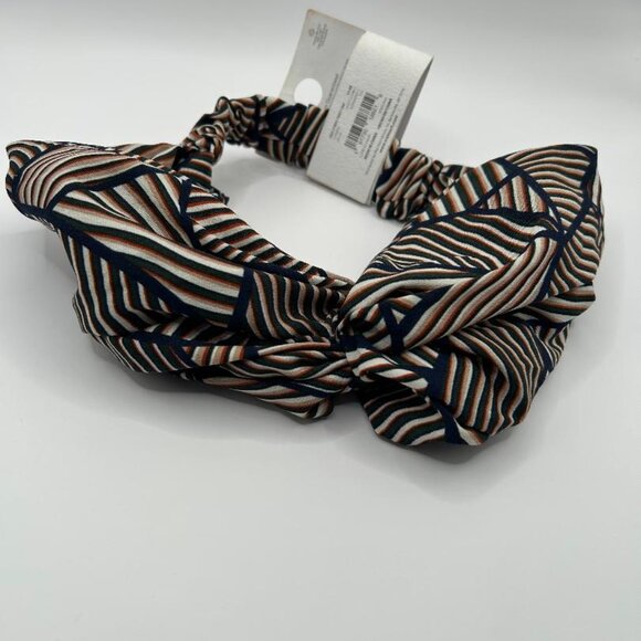 Time and Tru Blue and Orange Striped Headwrap Elastic Headband - Picture 2 of 3